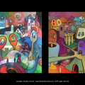 Left in oil pastel, Right iPhone painting